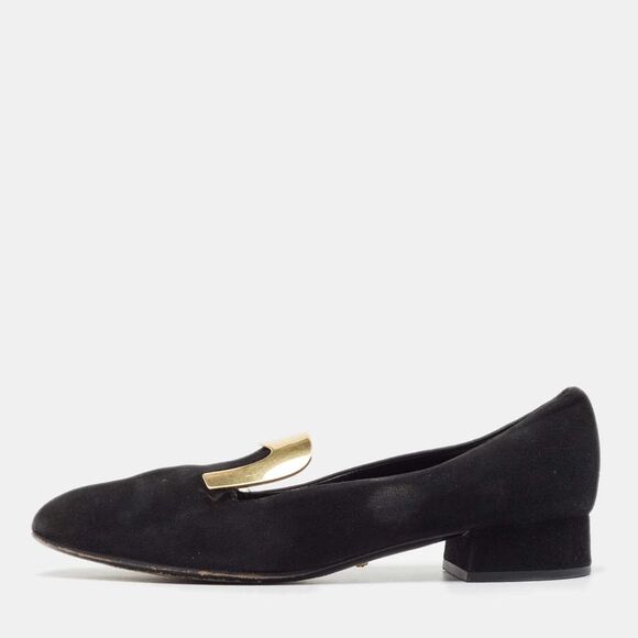 Gucci Black Suede Alma Classic Smoking Slippers Size 39.5 - Picture 1 of 4